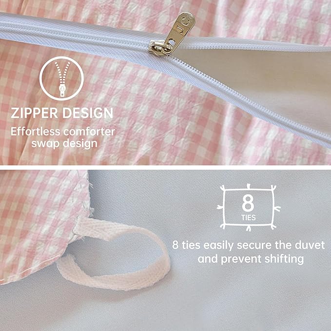 BOLINLIVING Gingham Duvet Cover Twin Size, Microfiber Bedding Set - Image 6