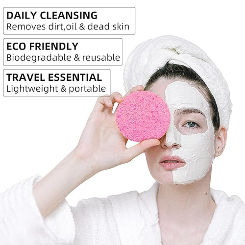 60-Count Compressed Facial Sponges|100% Natural Kickleen Cellulose Cosmetic Spa - Image 2