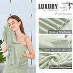 4 Piece Extra Large Bath Towel 35"x70" Oversized Bath Sheet Green Bath Towel Set - Image 3