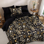 Yiran King Size Comforter Set, 7 Pieces Black Floral Soft Bedding Sets - Image 5