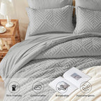 Zzlpp King Comforter Set 7 Pieces, Light Grey Tufted Bed in a Bag - Image 3