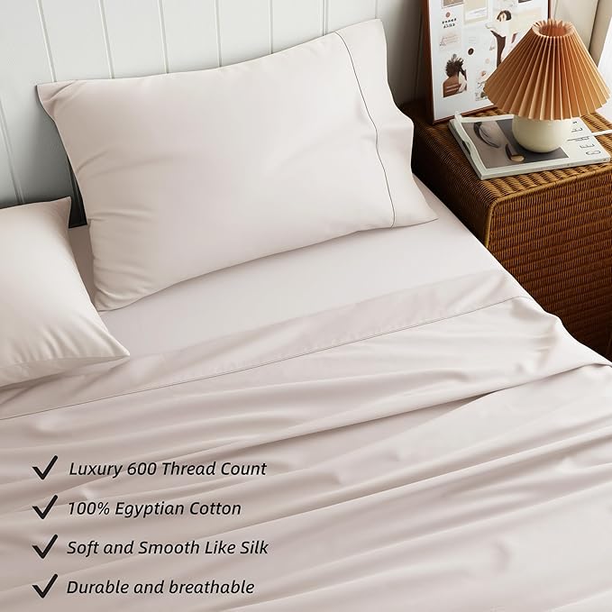 Cotton Flat Sheets Only, 600 TC 100% Cotton Flat Sheet Top Sheet Only, King - Image 2