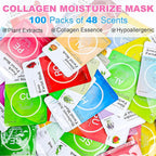 VESPRO 100 Pack Collagen Essence Sheet Facial Masks, Bulk Face Masks Skincare - Image 2