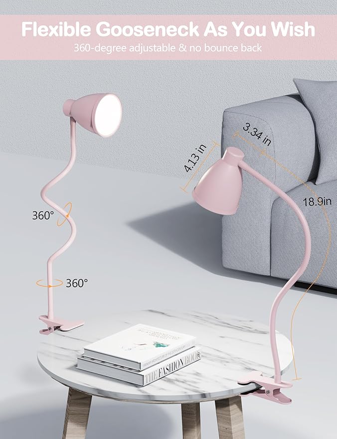 BOHON Cute Desk Lamp with Clamp 10W 38 LED Clip on Light, 5 Color 10 Brightness - Image 5