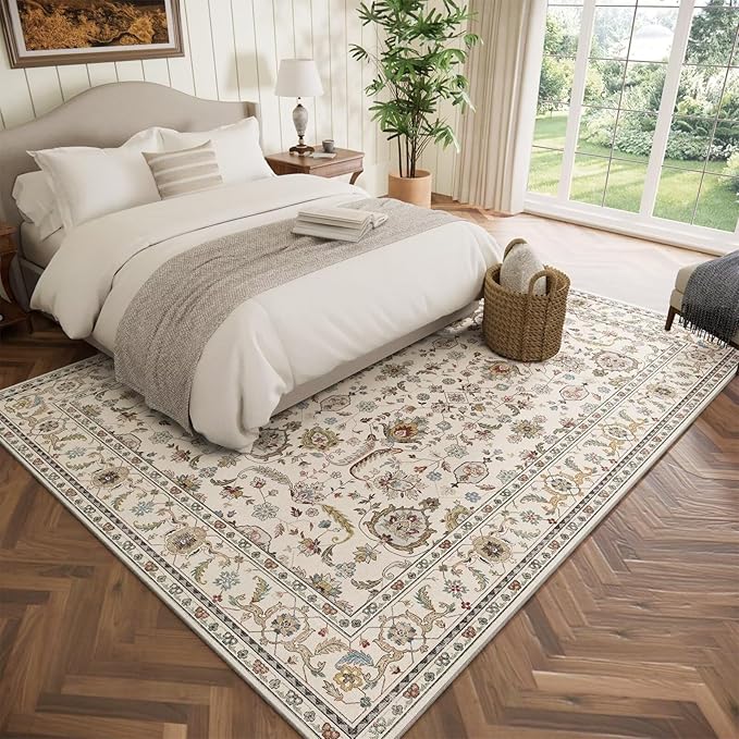 Washable 5x7 Area Rugs for Living Room, Boho Non-Slip Vintage Distress Rugs for - Image 2