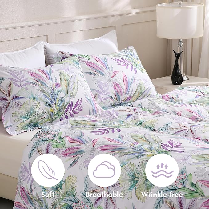 LONAVA Queen Botaincal 3 Pcs Duvet Cover Set, Breathable Soft Microfiber - Image 3