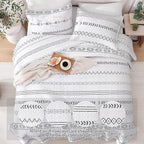 Andency White Twin Quilt Set, 2 Pieces Boho Lightweight Soft Striped Bedspread - Image 3