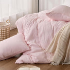 RRENEWROOTS Pink Twin Duvet Cover, 100% Sandwashed Cotton Soft Twin Size Duvet - Image 9