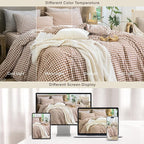 MooMee Gingham Duvet Cover Set 100% Washed Cotton Linen Like Textured - Image 7
