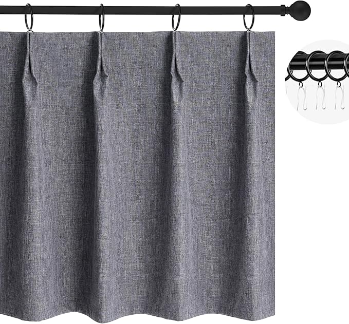 Wdfour24x36 Inch Pinch Pleated Blackout Cafe Curtains by WdFour