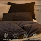 JELLYMONI Black Duvet Cover Full Size, Soft Breathable Seersucker Duvet Cover - Image 4