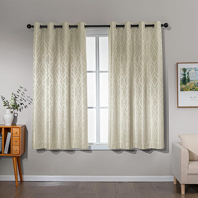 Amazon Basics Jacquard 2-Piece 100% Blackout Curtains, Living Room and Bedroom by AmazonBasics