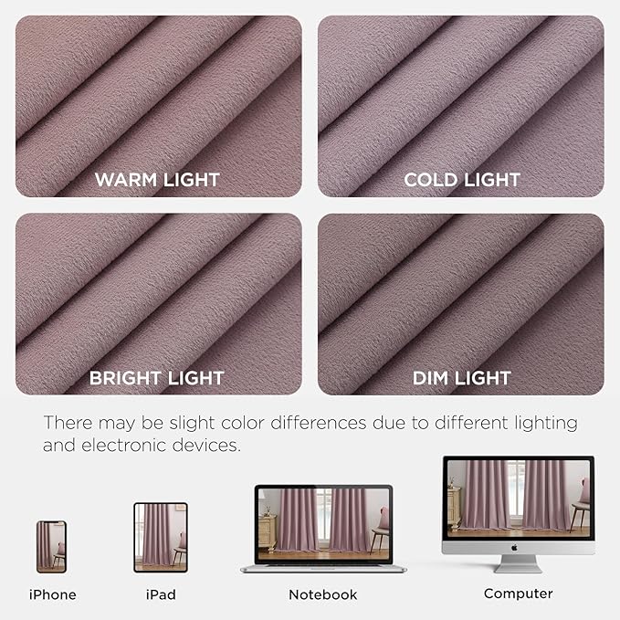 Joydeco Rose Pink 100% Blackout Curtains 102 Inch 2 Panels, Luxury Thermal Pink - Image 7