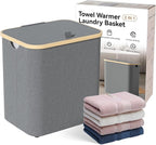 2-in-1 35L Towel Warmer & 46L Laundry Basket, Foldable Towel Warmers - Image 8