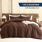 Paxrac Earthy Brown Comforter King Size, Neutral 3 Pieces Comforter Set - Image 2