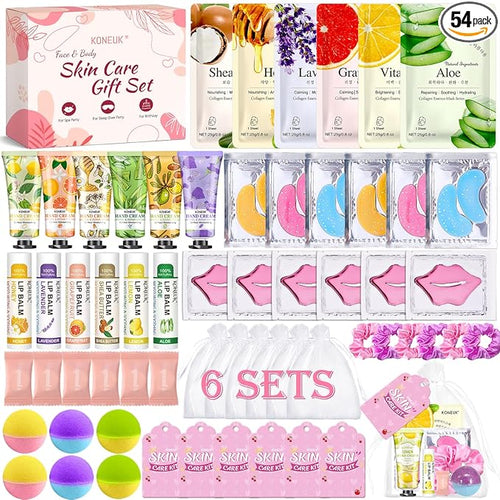 60PCS Spa Party Supplies for Girls, Include Face Masks, Hand Cream, Lip Balm by KONEUK