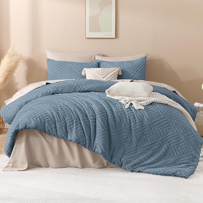 Andency Grayish Blue Comforter Set Queen Size, Lightweight Fluffy Bedding - Image 2