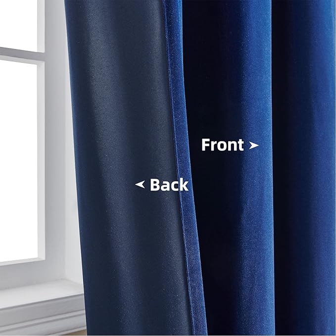 Joydeco Royal Blue Velvet Curtains 72 Inches Long, Luxury Grommet Blackout - Image 4