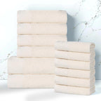 Superior Honeycomb 100% Cotton 500 GSM 12 Piece Bath Towel Set, 6 Washcloths - Image 2