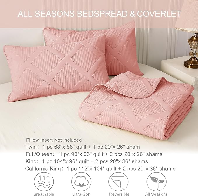 Exclusivo Mezcla Oversized King Quilt Set- Blush Pink Cal King Quilts Bedding - Image 6