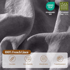 LBRO2M 100% France Linen Duvet Cover Set Queen Size 3 Pcs Natural Flax - Image 3