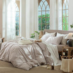 MooMee Striped Duvet Cover Set 100% Washed Cotton Linen Like Textured - Image 3