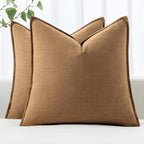 MIULEE Decorative Linen Pillow Covers 18x18 Inch Brown ​Boho Farmhouse​ by MIULEE
