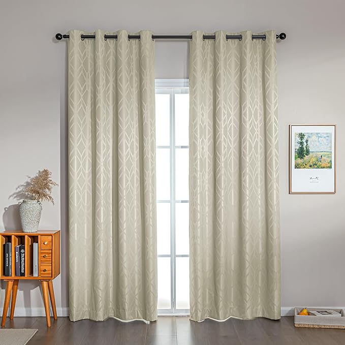 Amazon Basics Jacquard 2-Piece 100% Blackout Curtains, Living Room and Bedroom by AmazonBasics