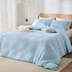 Blue Duvet Cover King, 100% Sandwashed Cotton Soft King Size Duvet Cover Set 3 - Image 2