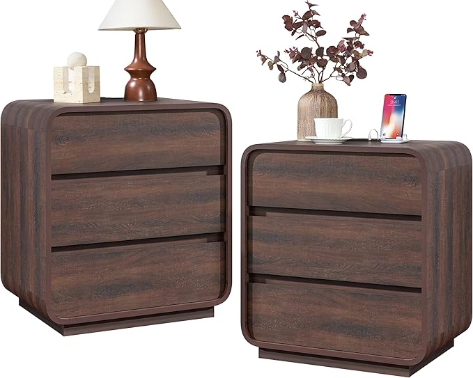 Modern Nightstand Set of 2, 23.2" Wide Wood Bedside Table by StandifurnoFurniture