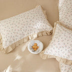 mixinni Beige Floral Duvet Cover King Size, 100% Cotton Cute Strawberry Floral - Image 6