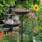 Freestanding Birdbaths Bowl Outdoor, Standing Garden Bird Bath Bird Feeder & - Image 4