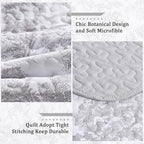 WONGS BEDDING Grey Quilt Set Full Size, 3 Pieces Botanical Bedspreads Set - Image 5