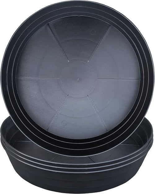 16 Inch Large Plant Saucers, Extra-Deep 2.3 in Black Drip Trays by LWALRS