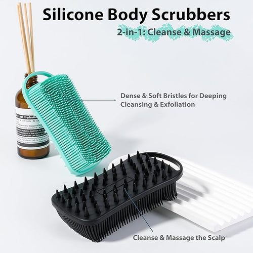 2 PC Silicone Body Scrubber, 2 in 1 Exfoliating Shower Bath Scrubber, Soft - Image 2