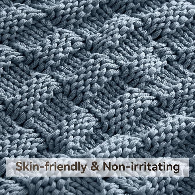 Knitted Weighted Blanket for Adult, No Beads Heavy Blanket 50” x 60'' 5lbs - Image 4