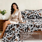 MR&HM Satin Bed Sheets with Elastic Corner Straps, Full Size Sheets Set - Image 4