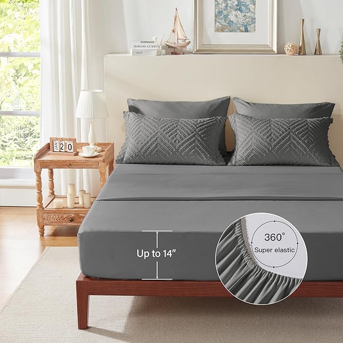 Zzlpp King Comforter Set 7 Pieces, Dark Grey Tufted Bed in a Bag - Image 7