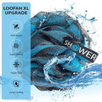 SHOWER BOUQUET Loofah-Charcoal Bath-Sponge XL-4-Pack-Blue-Green // Extra Large - Image 3