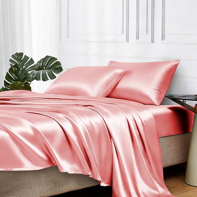 MR&HM Satin Bed Sheets, Full Size Sheets Set by MRHM