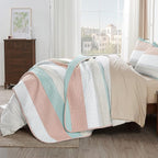 Andency King Size Quilt Set Pink Green, 3 Pieces Summer Ultra Soft Lightweight - Image 4