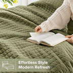 Comfort Spaces Queen Quilt Set Modern Reversible Plaid Coverlet Full Bedding - Image 3