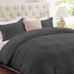 Cozyide Dark Grey Duvet Cover Queen Size, 3 Pieces Bedding Duvet Covers by cozyide