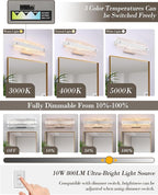 Brushed Nickel Bathroom Vanity Light, 16.5 Inch 10W Dimmable LED Bathroom Light - Image 3