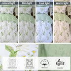 FADFAY Duvet Cover Set Full Shabby Green Daisy and Lavender Flowers Botanical - Image 4