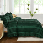 WONGS BEDDING Queen Size Comforter, Christmas Emerald Green Boho Comforter Set - Image 5