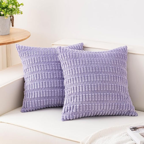 Aegero Pack of 2 Corduroy Decorative Throw Pillow Covers 18x18 Inch Soft by Unknown