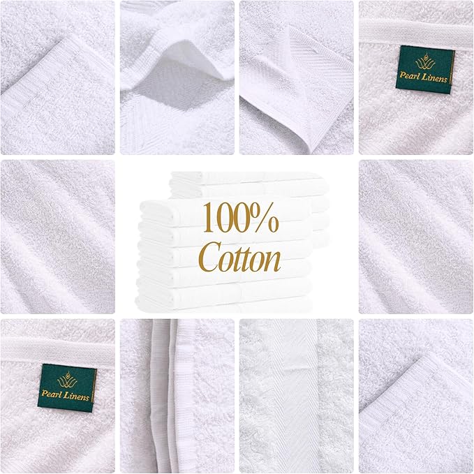 Pearl Linens Bath Towel Set of 12, Economy Cotton 20x40 Hotel Quality White - Image 3