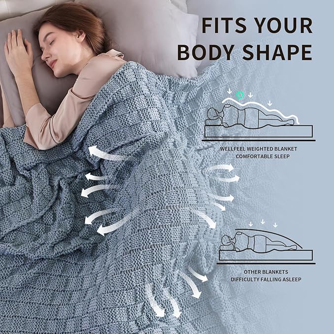 Knitted Weighted Blanket for Adult, No Beads Heavy Blanket 48” x 72'' 10lbs - Image 3