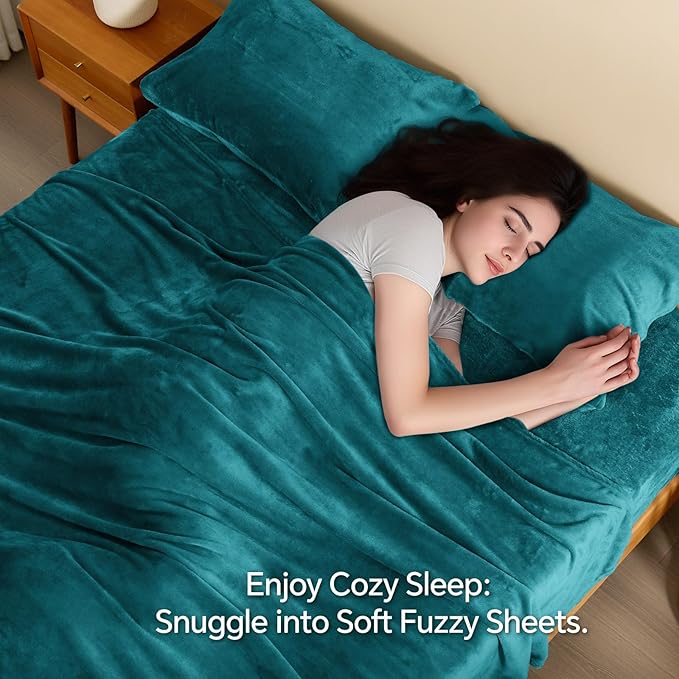 BEDELITE Flannel Sheets Queen Size Teal - Image 3